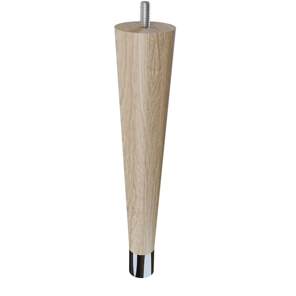 Designs Of Distinction 9" Round Tapered Leg with bolt and 1" Chrome Ferrule - White Oak 01240009WKCR6 - main